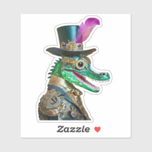 Mardi Gras Steampunk Party Animal Alligator Aufkleber