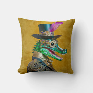 Mardi Gras Steampunk Party Animal Alligator Kissen