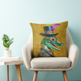 Mardi Gras Steampunk Party Animal Alligator Kissen
