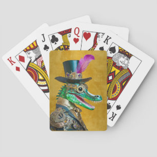 Mardi Gras Steampunk-Party-Tier-Alligator Spielkarten