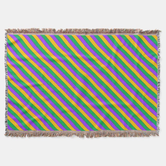 Mardi Gras Streifen Muster Lila-Gelb Decke (Vorderseite)