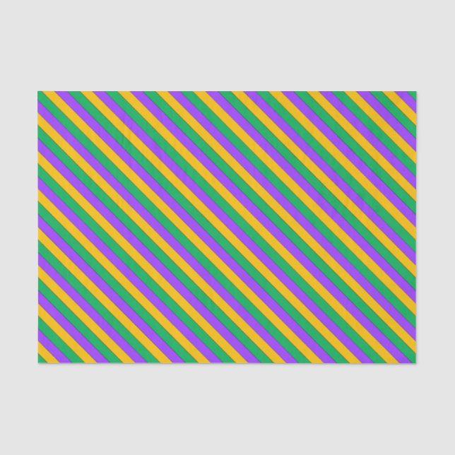 Mardi Gras Streifen Muster Lila-Gelb Seidenpapier (Vorderseite)