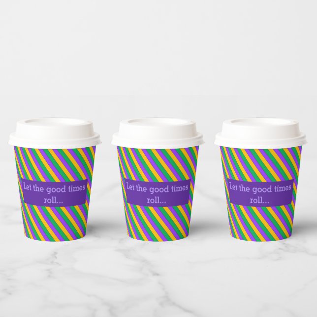 Mardi Gras Streifen Muster Lila-Gelbe Paste Pappbecher (Multi)