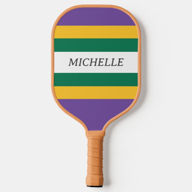 Mardi Gras Stripe Pickleball Schläger (Rückseite)