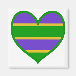 Mardi Gras Striped Heart Magnet