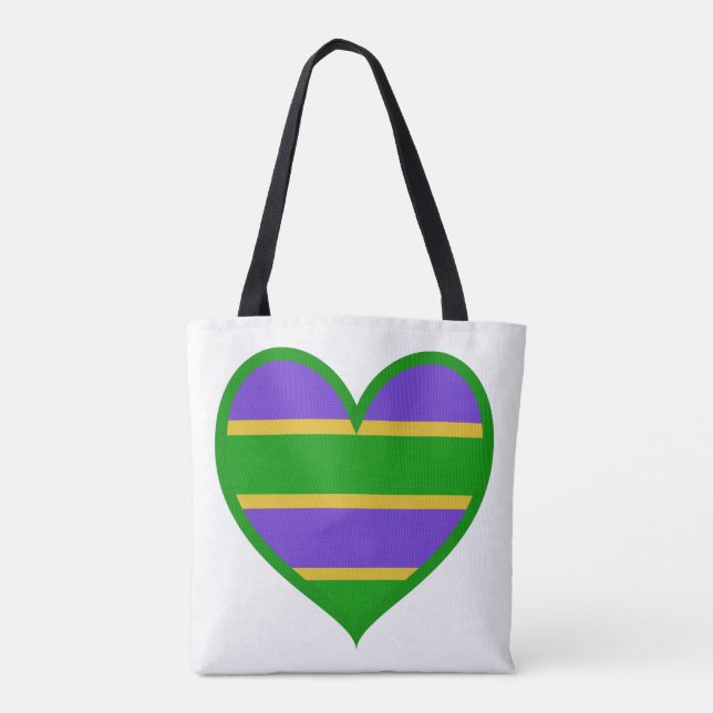 Mardi Gras Striped Heart Tasche (Rückseite)