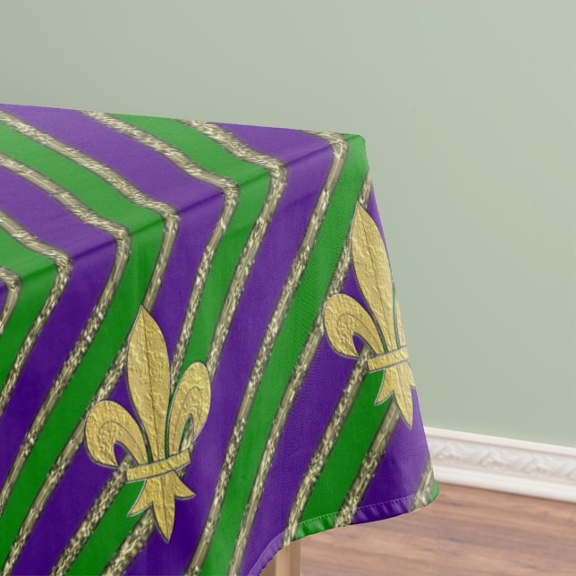 Mardi Gras Stripes & Fleur de Lys Tischdecke (Von Creator hochgeladen)