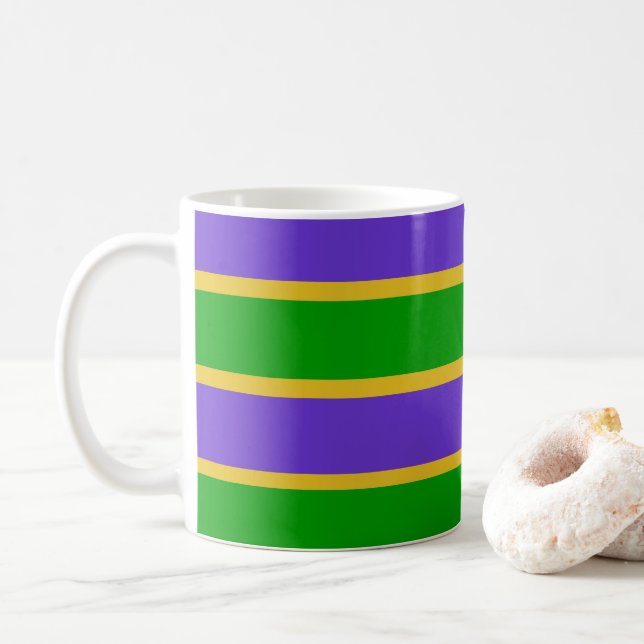 Mardi Gras Stripes Kaffeetasse (Mit Donut)
