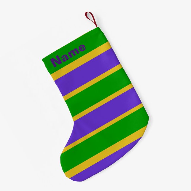Mardi Gras Stripes Kleiner Weihnachtsstrumpf (Rückseite (Hängend))