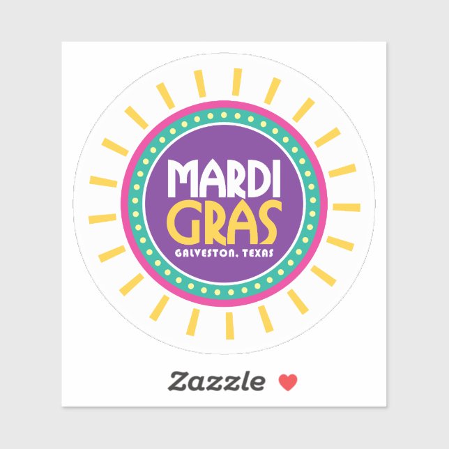 Mardi Gras Sun, Galveston, Texas Aufkleber (Blatt)
