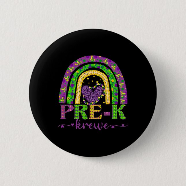 Mardi Gras Teacher Pre-k Krewe Rainbow Leopard Car Button (Vorderseite)