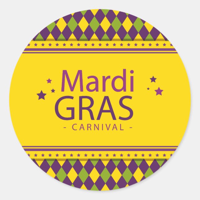 Mardi Gras Theme Runder Aufkleber (Vorderseite)