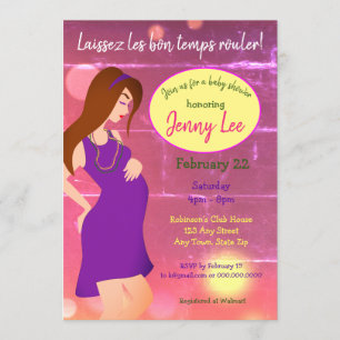 Mardi Gras Themed Baby Bump Einladen braunes Haar Einladung
