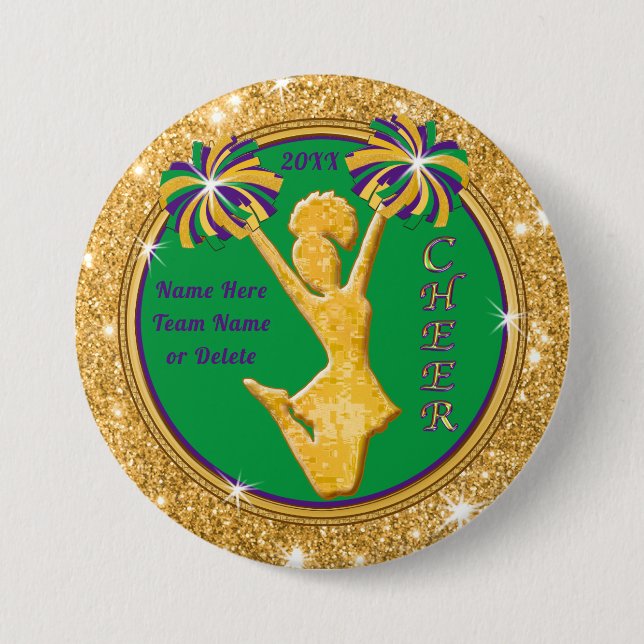 Mardi Gras Themed, Cheerleader Gastgeschenks, Button (Vorderseite)