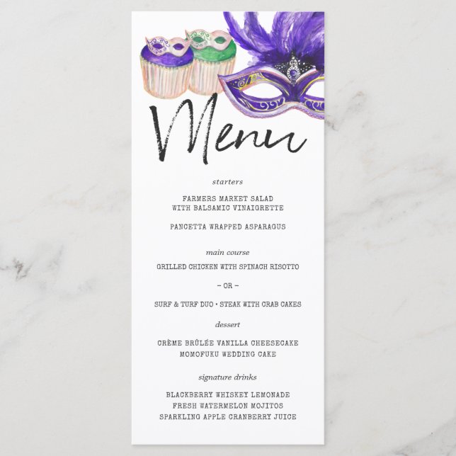 Mardi Gras Themed Menüvorlage Menükarte (Vorderseite)