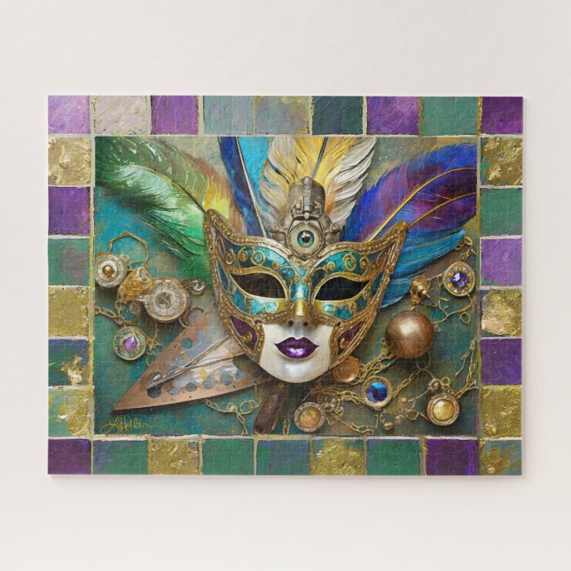 Mardi Gras Third Eye Gold Keramik Feather Mask (Horizontal)