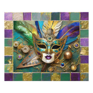 Mardi Gras Third Eye Gold Keramikfeder-Maske Fotodruck