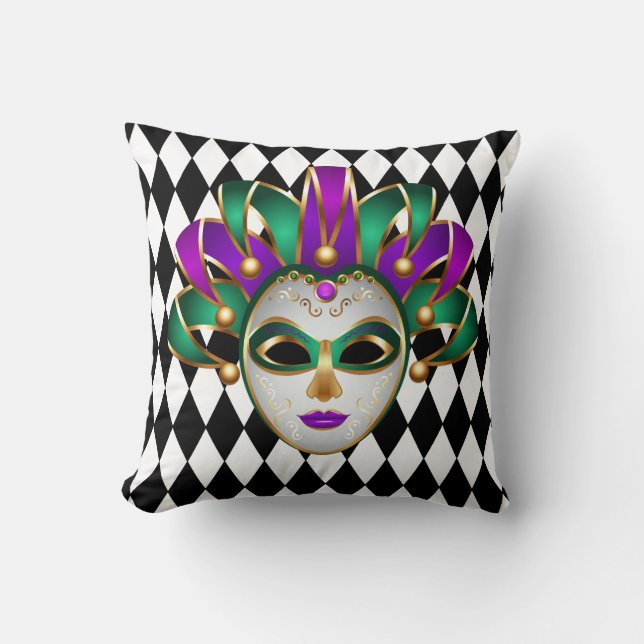 Mardi Gras Throw Pillow Kissen (Vorderseite)