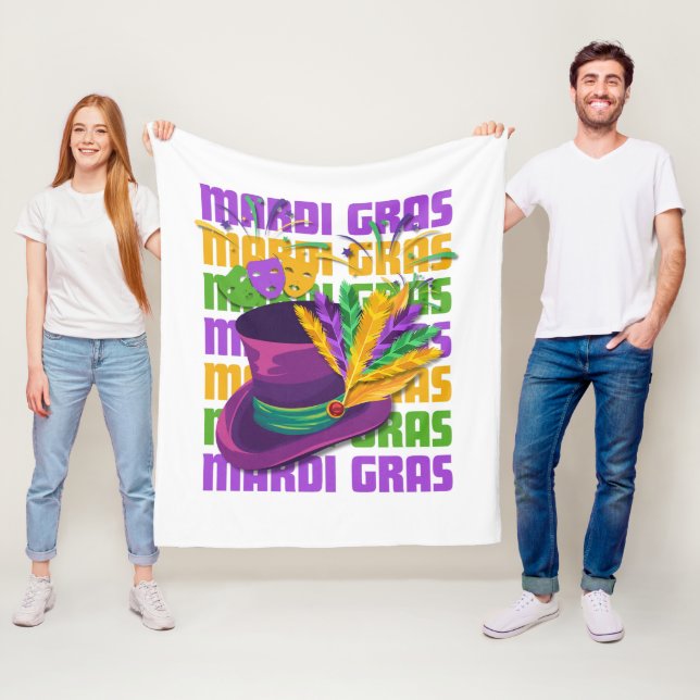 MARDI GRAS Top Hat Feathers Fleecedecke (Beispiel)
