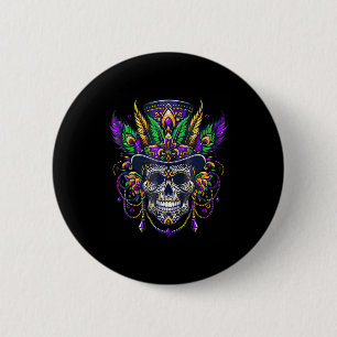 Mardi Gras Totenkopf-Zylinderhut New Orleans Mediz Button