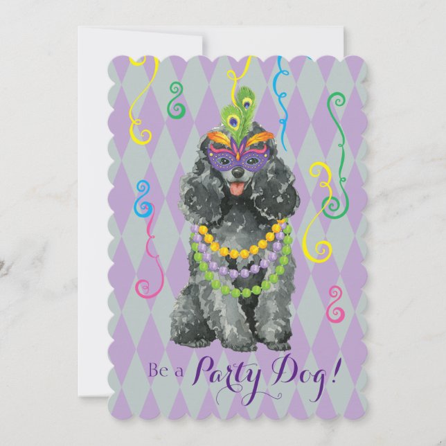 Mardi Gras Toy Poodle Einladung (Vorderseite)