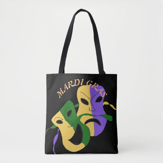 Mardi Gras Tragisch, Comic Maske farbenfroh Tasche (Vorderseite)