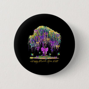 Mardi Gras Tree Beads New Orleans 2025 Wasserfarbe Button