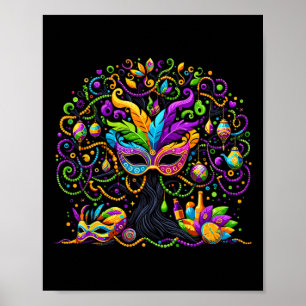 Mardi Gras Tree Beads New Orleans Festival Moon an Poster