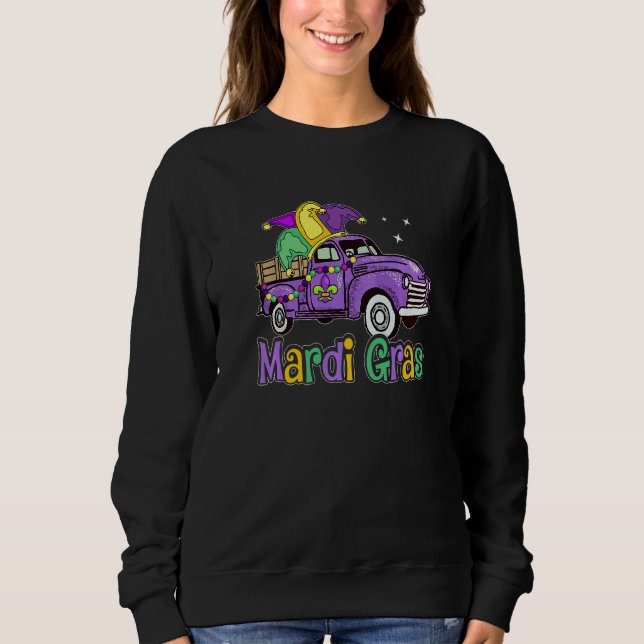 Mardi Gras Truck  Mardi Gras Hat Beads Fleur De Ly Sweatshirt (Vorderseite)