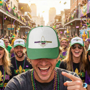 Mardi Gras Truppe 2026 Fleur De Lis Grün Truckerkappe