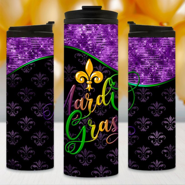 Mardi Gras Tumbler, Lila Glitzer, Lila Thermosbecher (Von Creator hochgeladen)