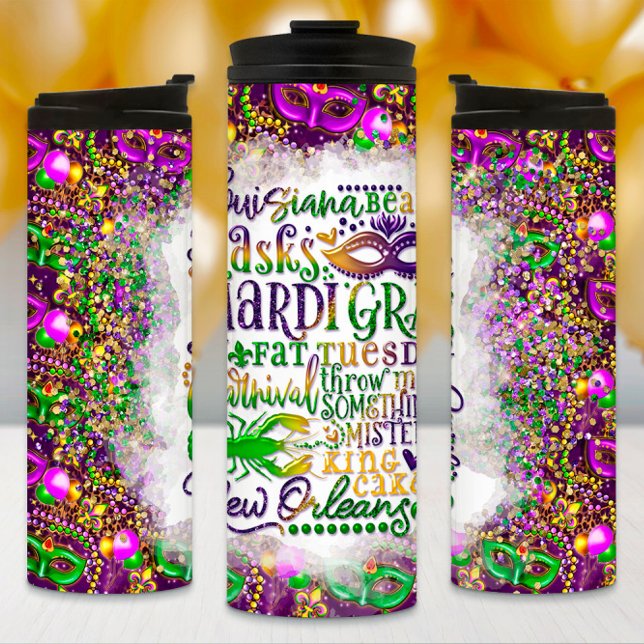 Mardi Gras Tumbler, Mardi Gras Words Thermosbecher (Von Creator hochgeladen)