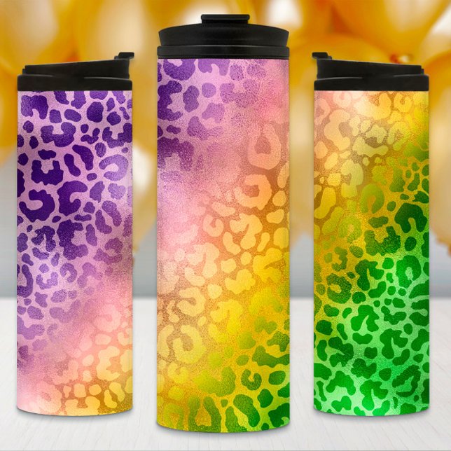 Mardi Gras Tumbler, Purple Yellow Green Leopard Thermosbecher (Von Creator hochgeladen)