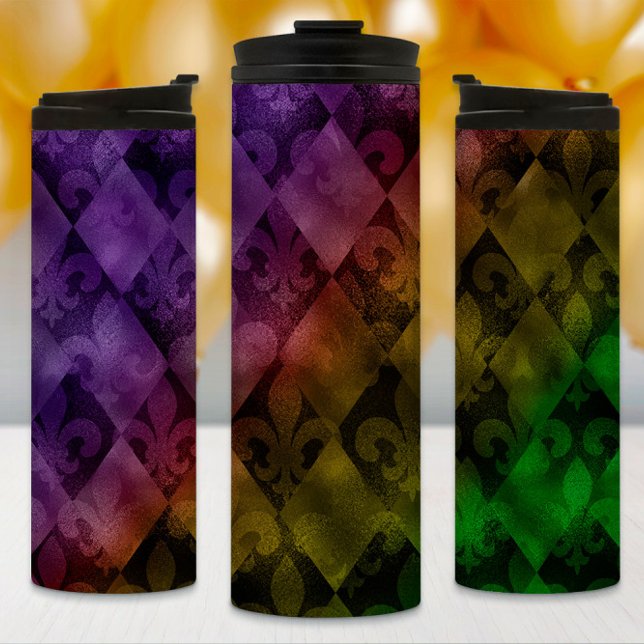 Mardi Gras Tumbler, Rainbow Raute und Fleur Thermosbecher (Von Creator hochgeladen)
