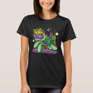 Mardi Gras Turtle with beads & mask T-Shirt