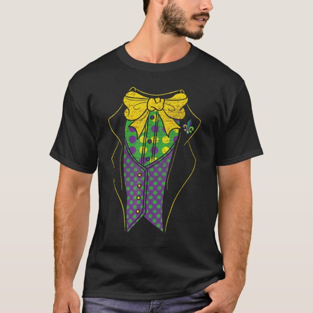 Mardi Gras Tuxedo Kostüme Funny Carnival Paradies  T-Shirt (Vorderseite)