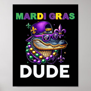 Mardi Gras Typ Alligator Mardigator Crocodile Kid Poster