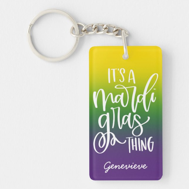 Mardi Gras Typography Design Ombre Schlüsselanhänger (Vorderseite)
