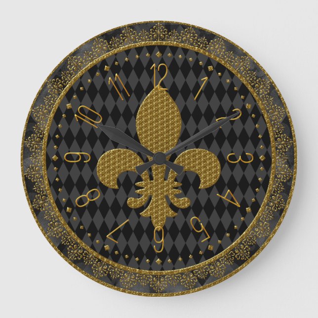 Mardi Gras Uhr, Golden Lilie, große Uhr (Vorderseite)