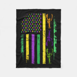 Mardi Gras US-amerikanische Flagge mit Crawfish Ne Fleecedecke