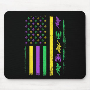 Mardi Gras Usa American Flag Crawfish Alligator Ma Mousepad