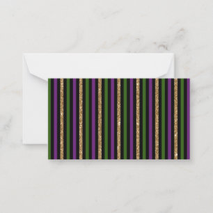 Mardi Gras Vertical Lines Golden Glitzer NOLA Mitteilungskarte