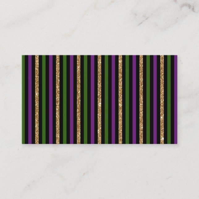 Mardi Gras Vertikale Linien Golden Glitzer NOLA Visitenkarte (Vorderseite)