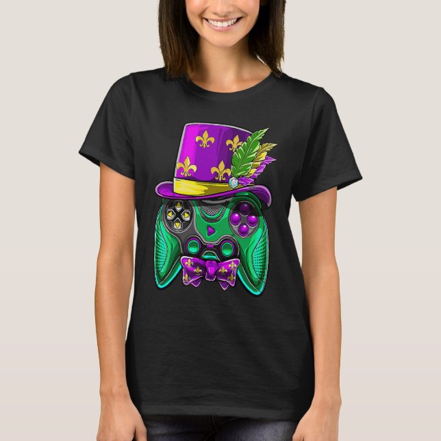 Mardi Gras Video Game Controller für Gamer Mardi G T-Shirt (Vorderseite)
