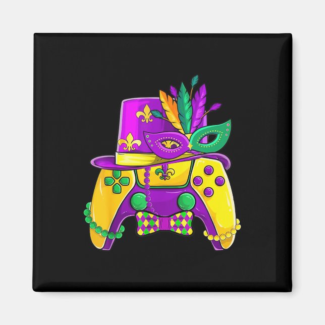 Mardi Gras Video Game Controller Jester Hat Costum Magnet (Vorne)
