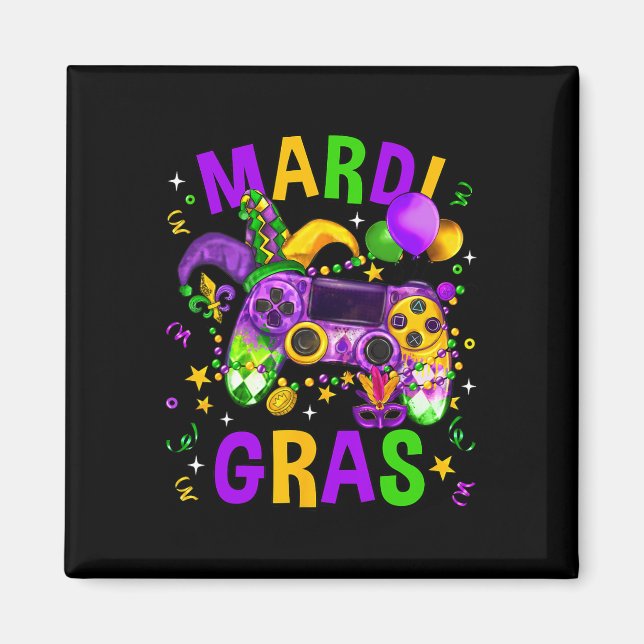 Mardi Gras Video Game Controller Jester Hat Costum Magnet (Vorne)