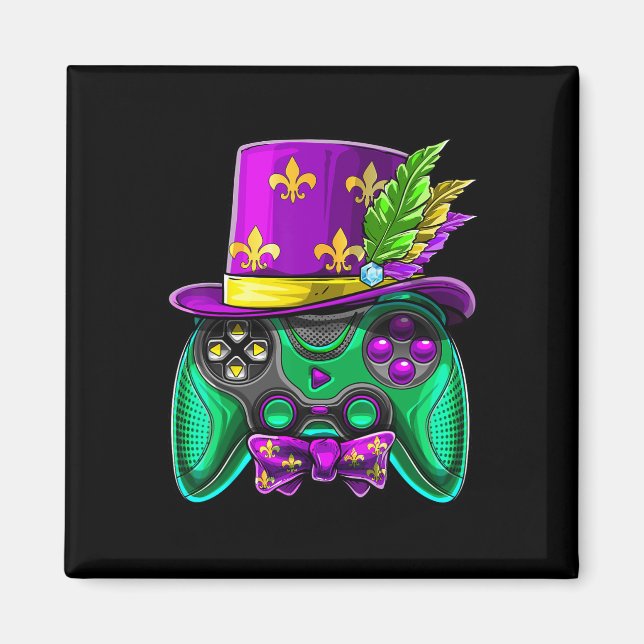 Mardi Gras Video Game Controller Jester Hat Costum Magnet (Vorne)