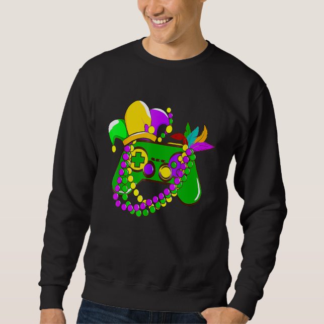 Mardi Gras Video Game Controller Jester Hat Costum Sweatshirt (Vorderseite)