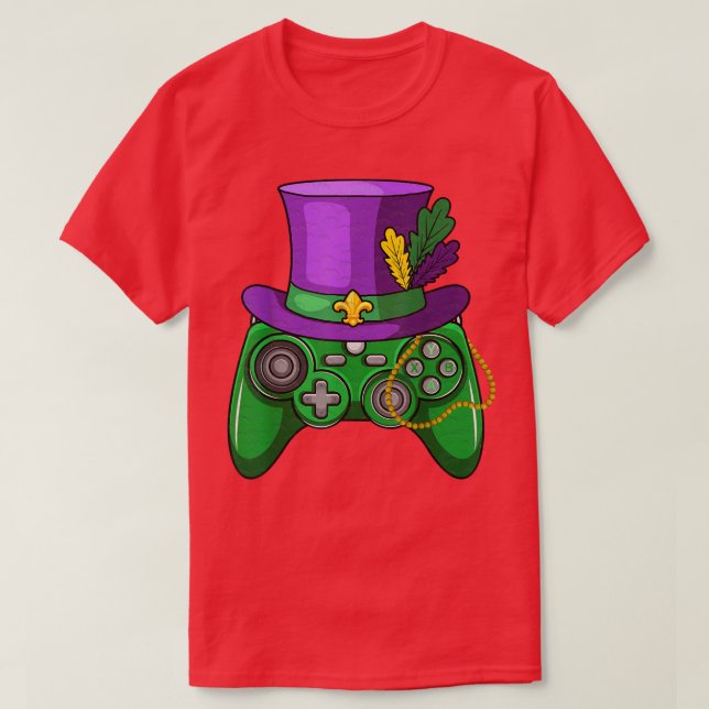 Mardi Gras Video Game Controller Jester Hat Costum T-Shirt (Design vorne)