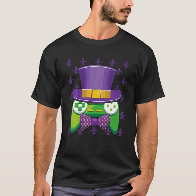 Mardi Gras Video Game Controller Jester Hat Costum T-Shirt (Vorderseite)